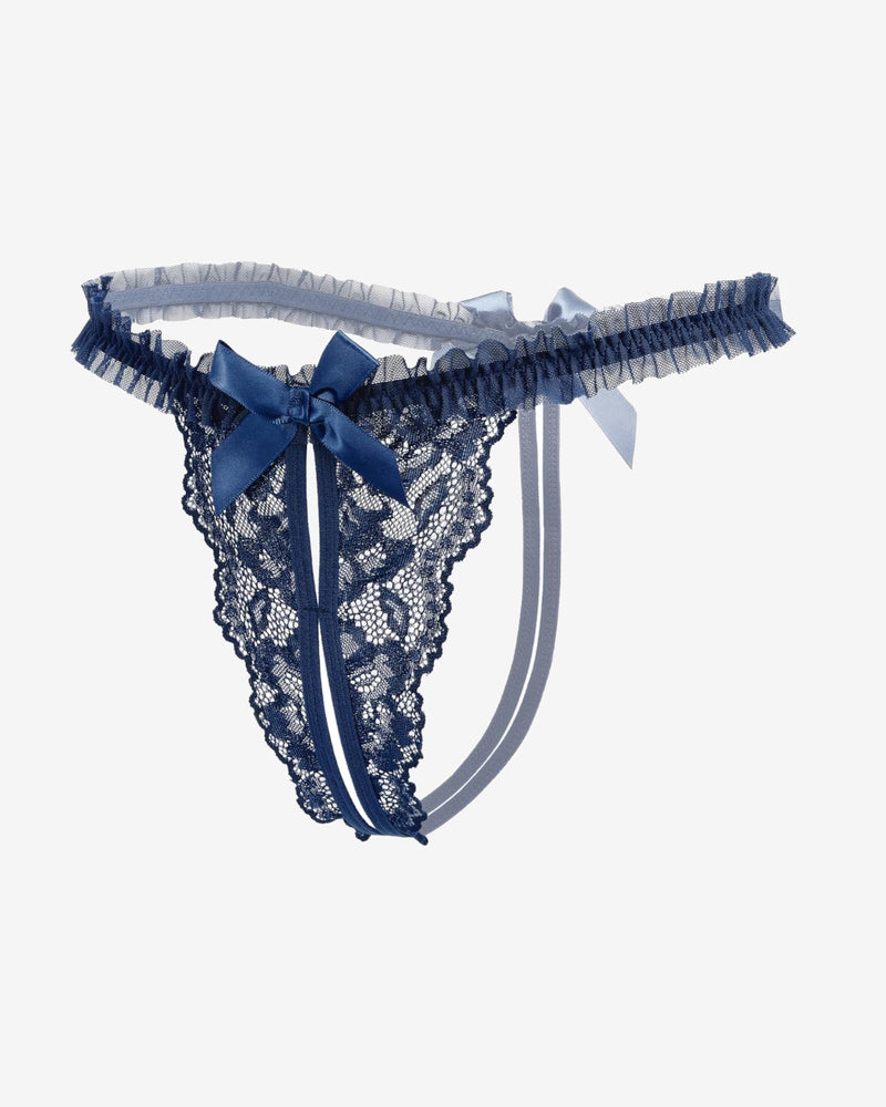 Floral Lace Panties Naughty Lingerie Navy Blue Lingeries-panties - Tophatter Daily Deals