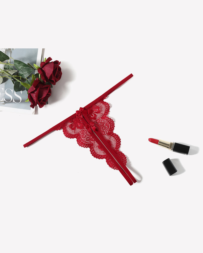 Lace Thongs Low Rise Bow Panties Lingeries-panties - Tophatter Daily Deals