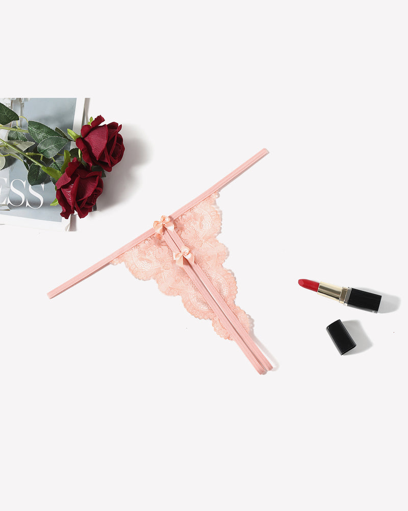 Lace Thongs Low Rise Bow Panties Lingeries-panties - Tophatter Daily Deals