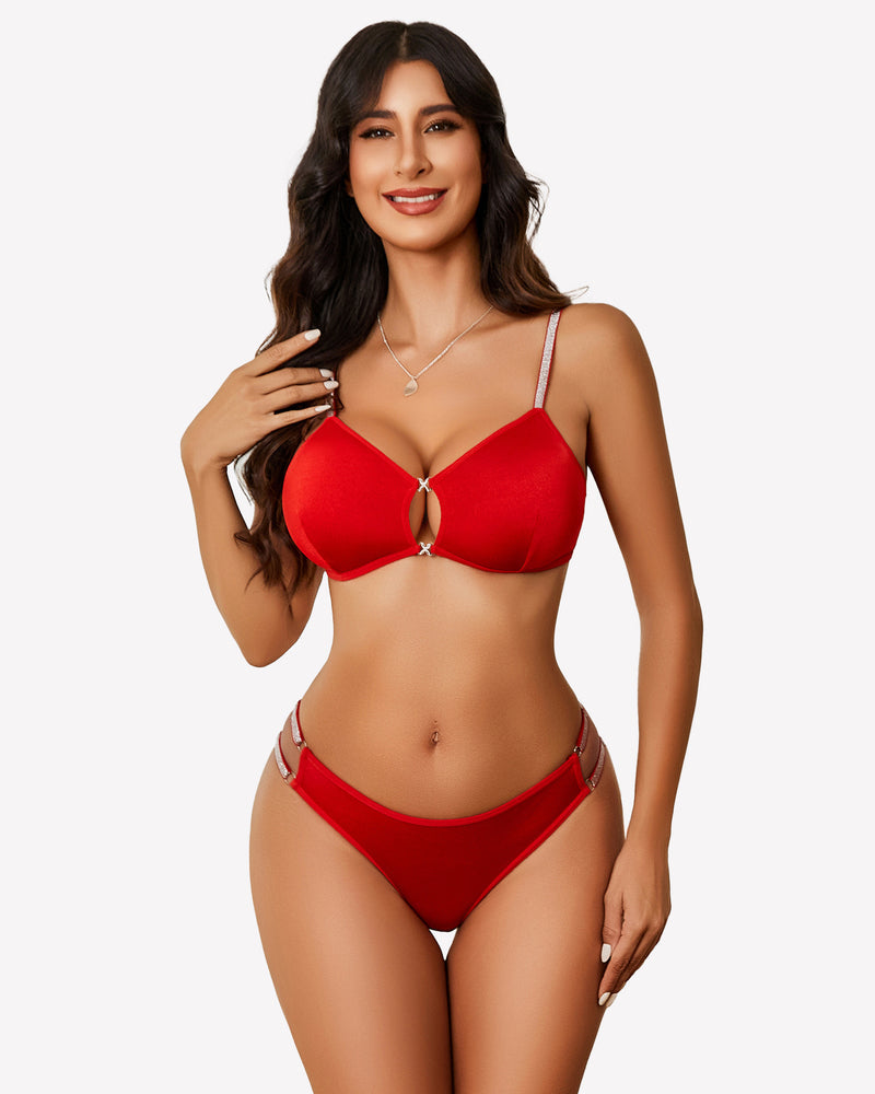 Push Up Cut Out Bra and Panty Set Lingerie Sets-Bra Sets - Tophatter Daily Deals