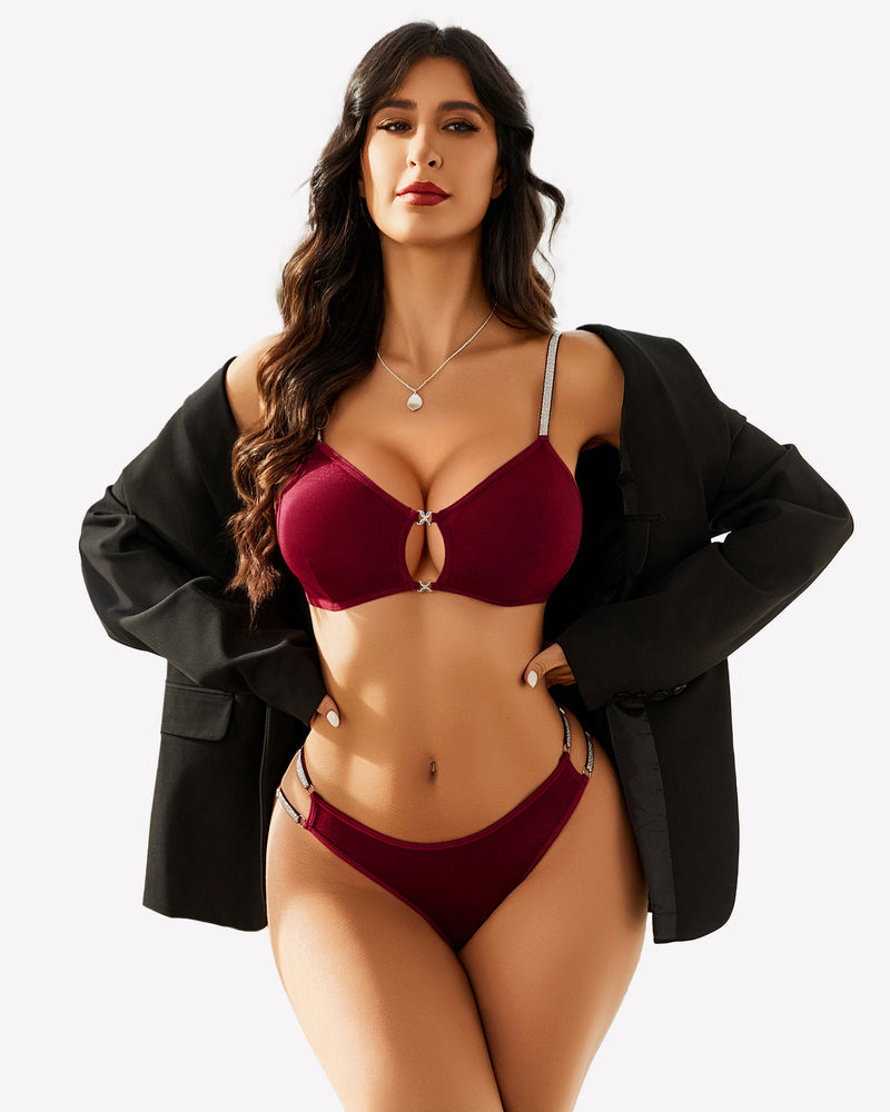 Push Up Cut Out Bra and Panty Set Lingerie Sets-Bra Sets - Tophatter Daily Deals