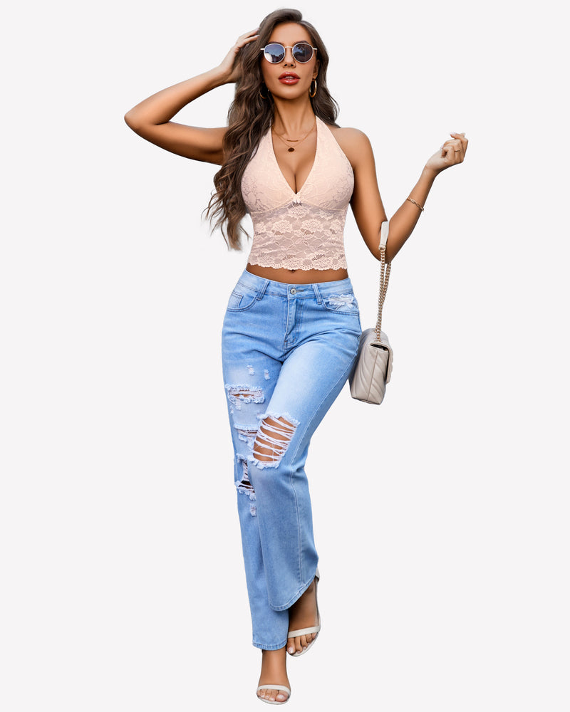 V Neck Halter Top Tank Tops Lingerie Sets-Bras - Tophatter Daily Deals
