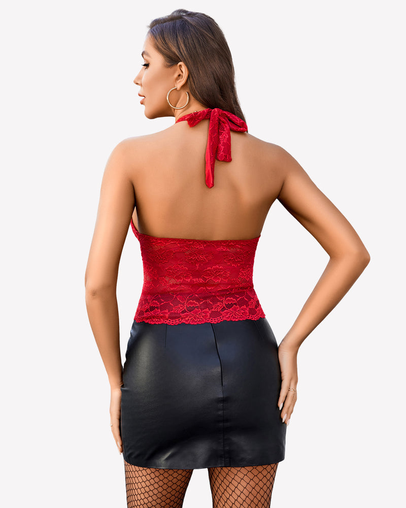V Neck Halter Top Tank Tops Lingerie Sets-Bras - Tophatter Daily Deals