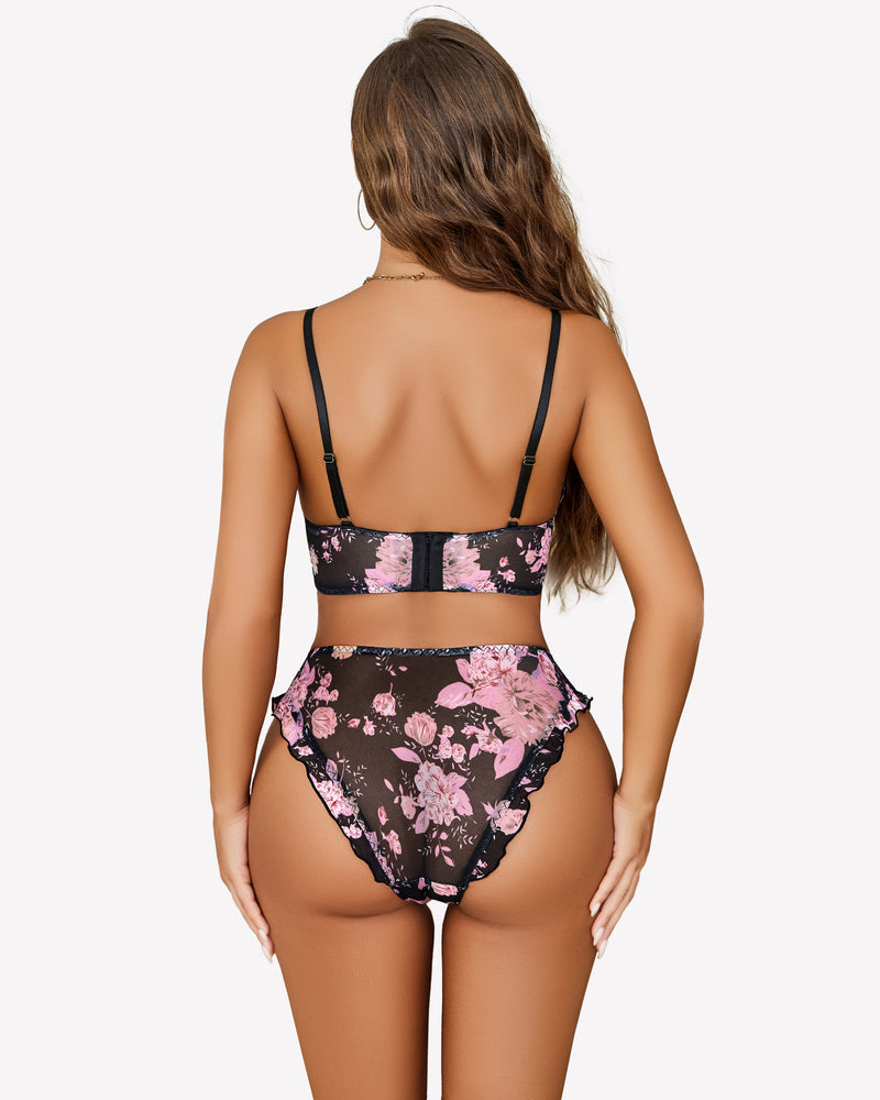 Mesh Bralette And Panty Sets Outfits Lingerie Sets-Bra Sets - Tophatter Daily Deals