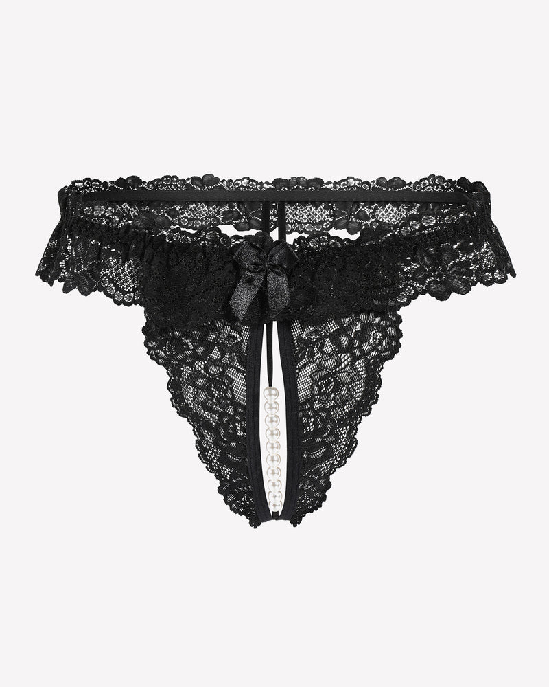Lace Low Waist Thongs with Pearls Ball Lingeries-panties - Tophatter Daily Deals