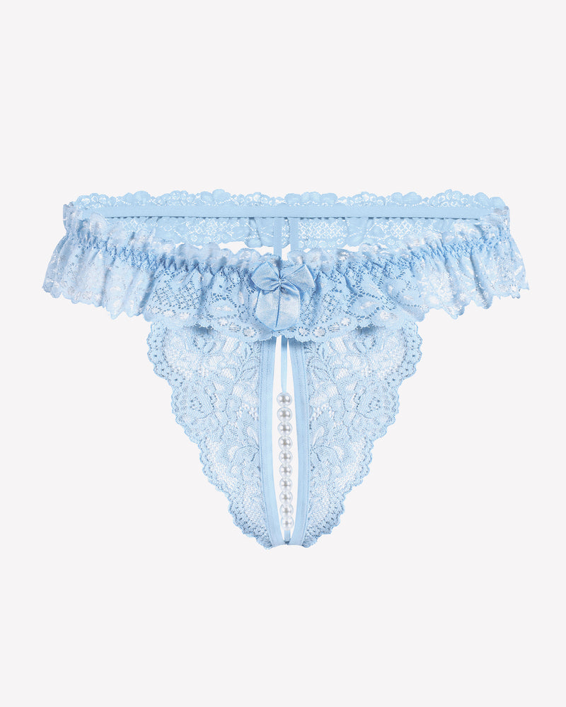 Lace Low Waist Thongs with Pearls Ball Lingeries-panties - Tophatter Daily Deals