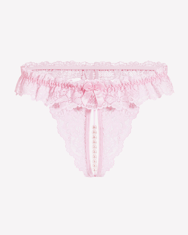 Lace Low Waist Thongs with Pearls Ball Lingeries-panties - Tophatter Daily Deals