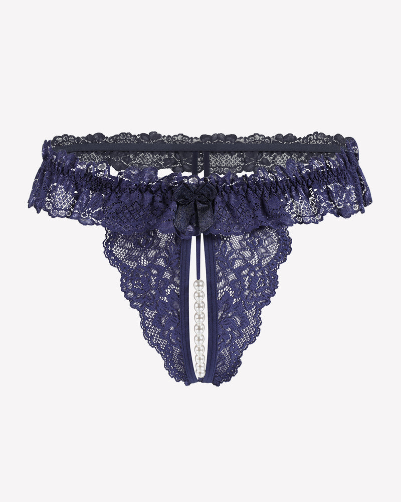 Lace Low Waist Thongs with Pearls Ball Lingeries-panties - Tophatter Daily Deals