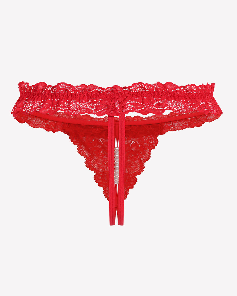 Lace Low Waist Thongs with Pearls Ball Lingeries-panties - Tophatter Daily Deals