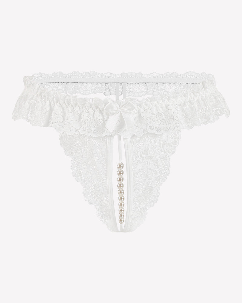 Lace Low Waist Thongs with Pearls Ball Lingeries-panties - Tophatter Daily Deals
