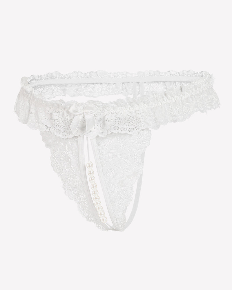 Lace Low Waist Thongs with Pearls Ball Lingeries-panties - Tophatter Daily Deals