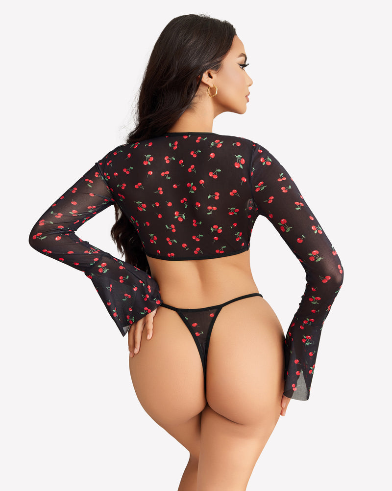 Sheer Crop Tops with G-String Lingeries-Crop tops - Tophatter Daily Deals