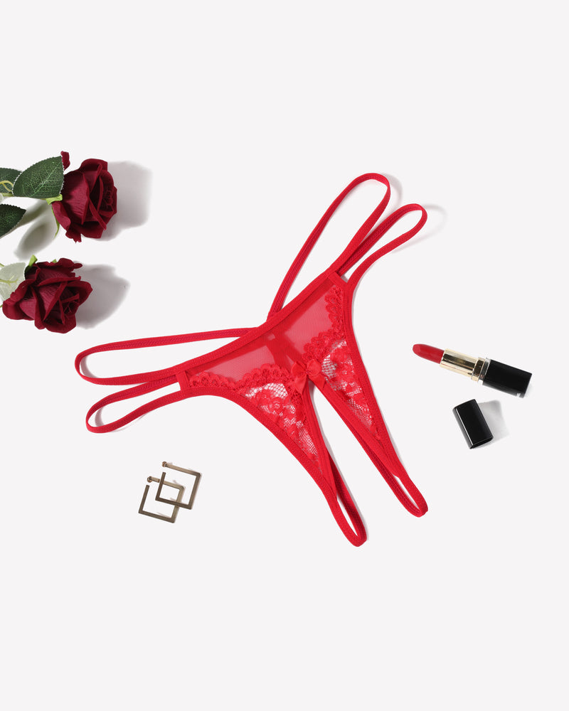 Lace Panties Floral Lace Briefs G-String Red Lingeries-panties - Tophatter Daily Deals