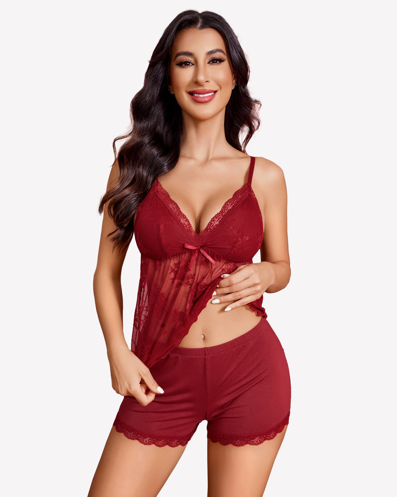 Pajama Sets 2 Piece Sleepwear Wine Red Sleepwears-Pajamas Sets - Tophatter Daily Deals