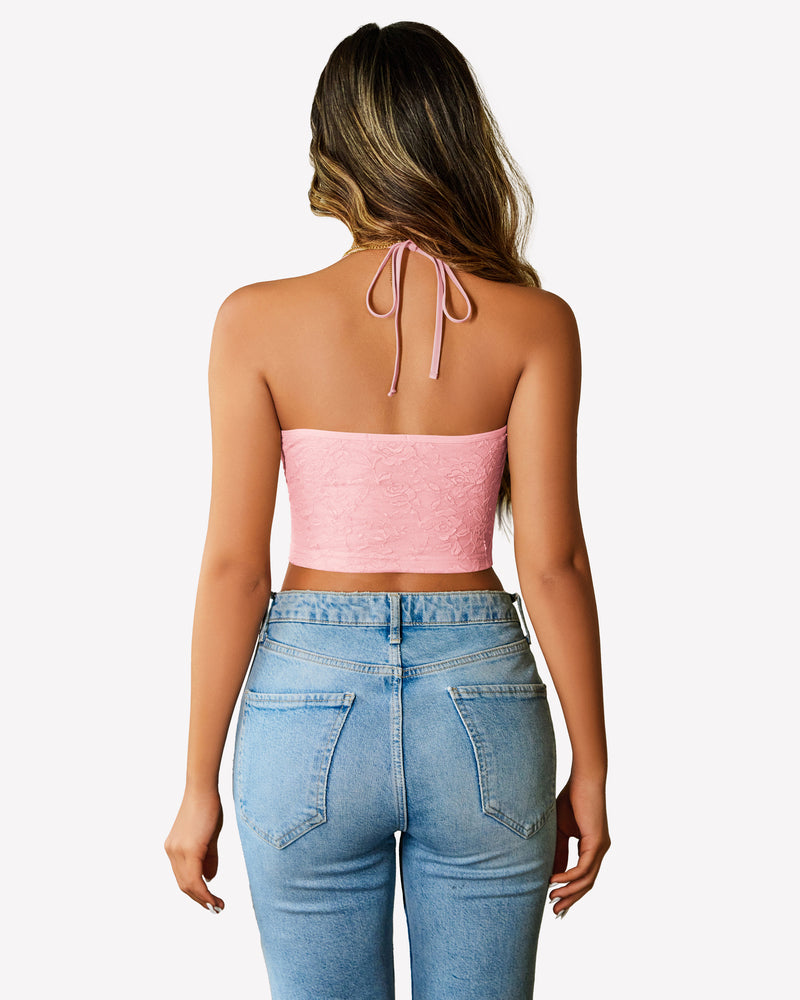 Lace Camisole Y2k Halter Crop Top Lingerie Sets-Bras - Tophatter Daily Deals