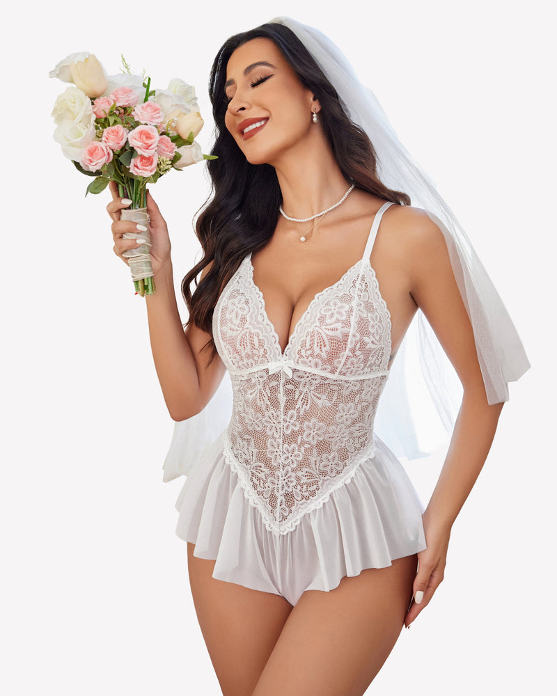 Lace Bodysuit One Piece Teddy Lingeries-Bodysuits - Tophatter Daily Deals