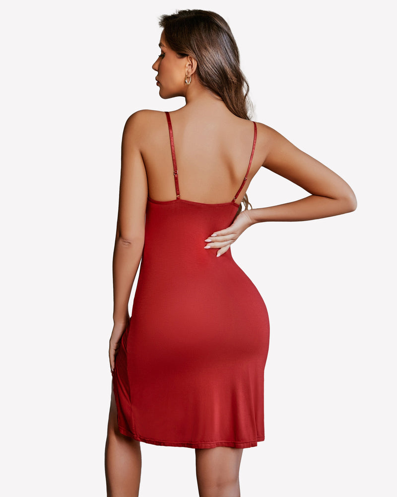 Lace Nightgowns Side Slit Chemise Sleepwears-nightgowns - Tophatter Daily Deals