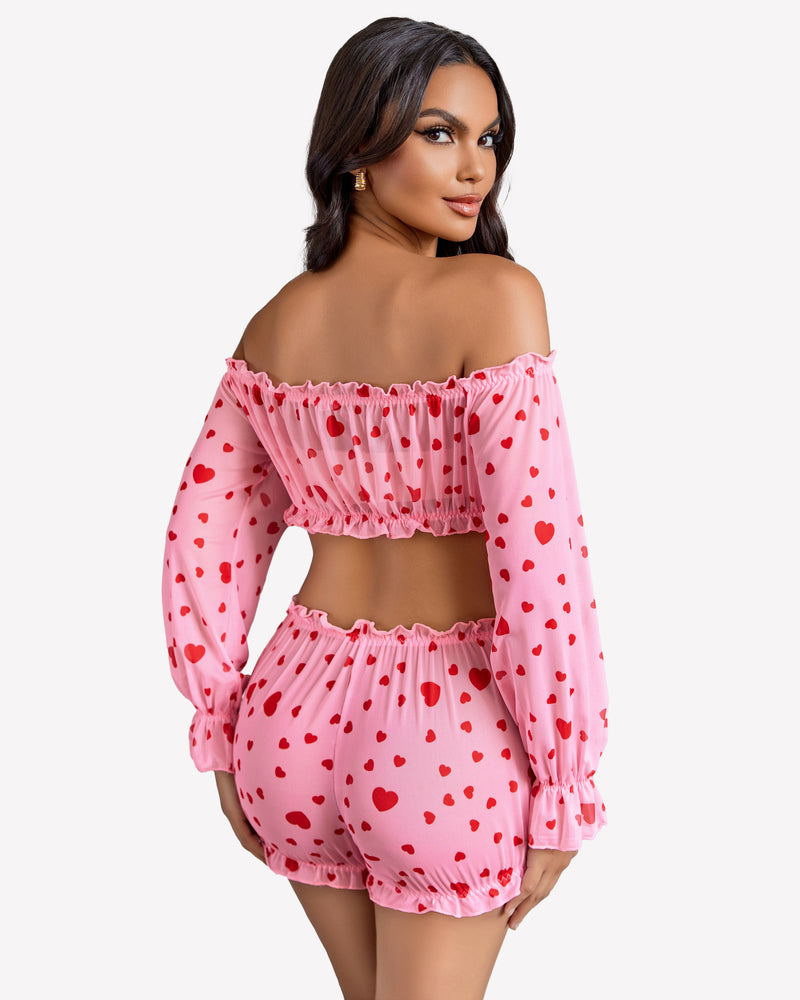 Off Shoulder Ruffle Bra and Panty Set Lingeries-Crop tops - Tophatter Daily Deals