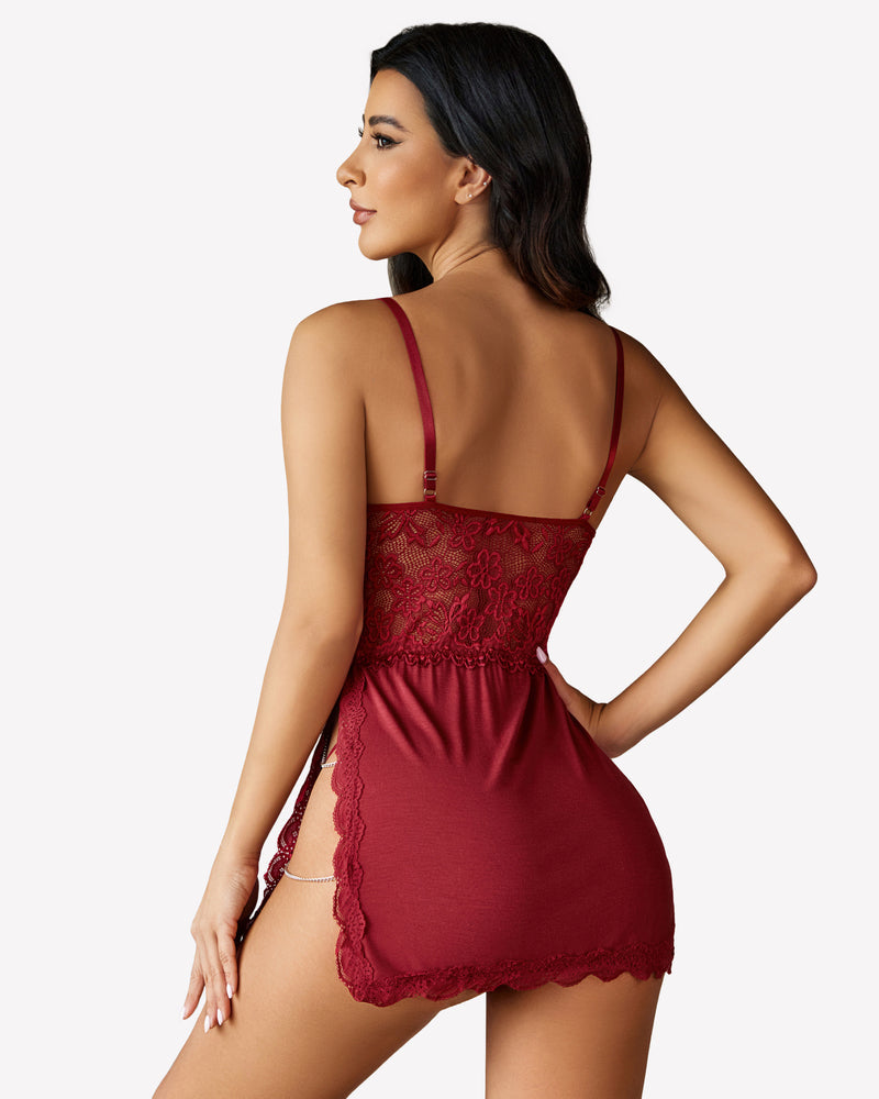 Chain Side Slit Babydoll Lingerie-Babydolls - Tophatter Daily Deals