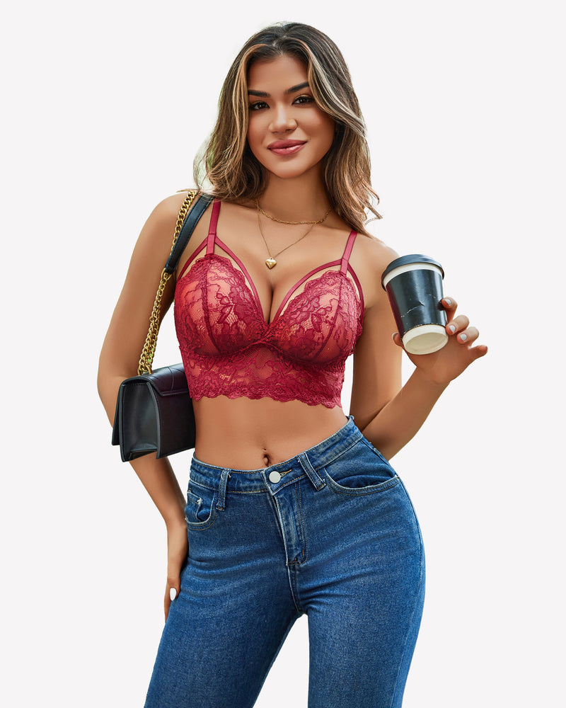 2 Piece Lace Bra and Tie-Strap Panties Set Lingerie Sets-Bra Sets - Tophatter Daily Deals