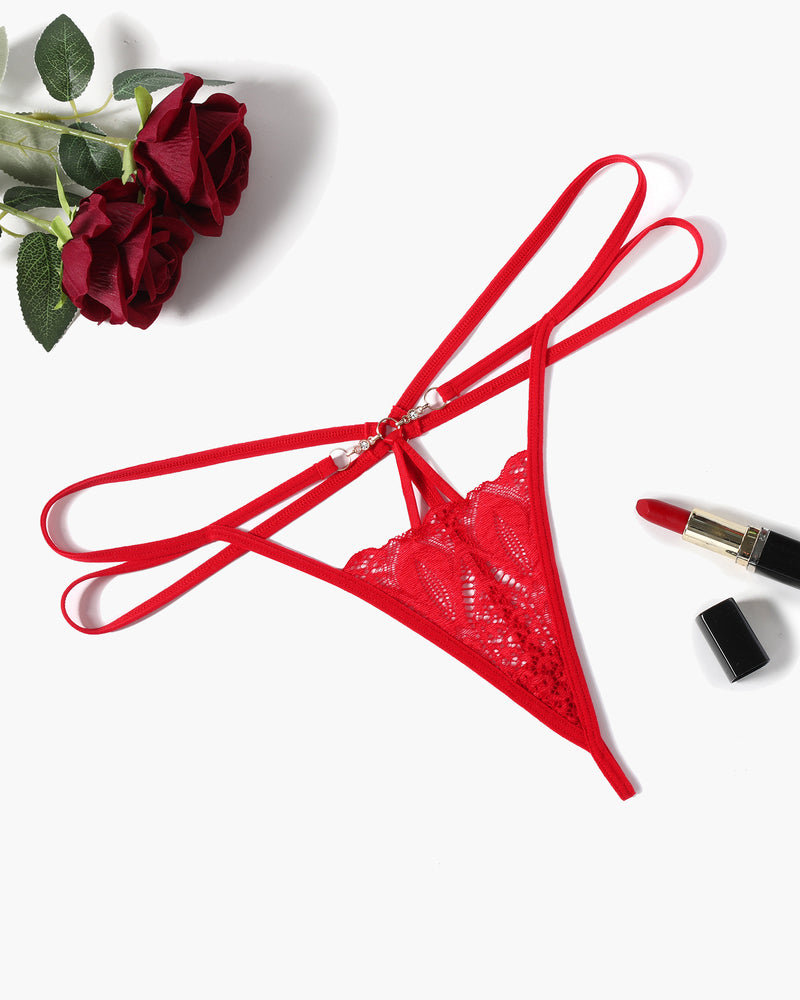 Floral Lace Briefs Hollow Out Thong Panty Red Lingeries-panties - Tophatter Daily Deals