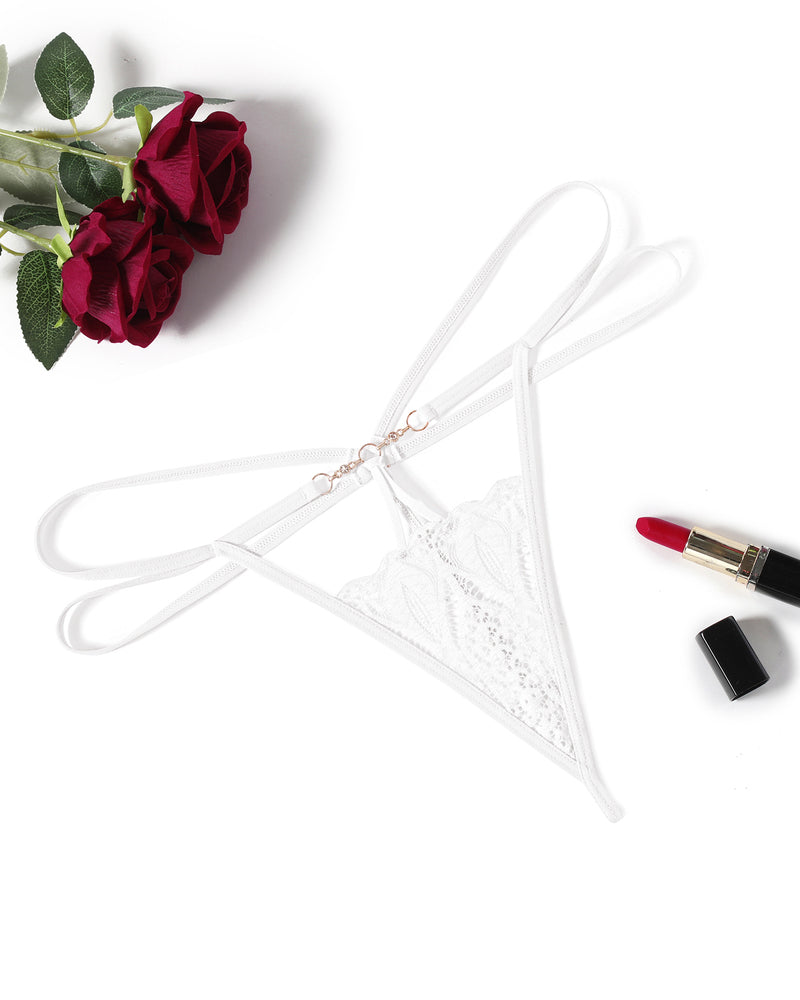 Floral Lace Briefs Hollow Out Thong Panty White Lingeries-panties - Tophatter Daily Deals