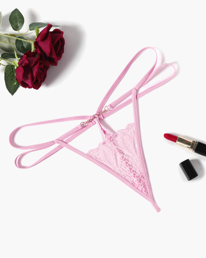 Floral Lace Briefs Hollow Out Thong Panty Dark Pink Lingeries-panties - Tophatter Daily Deals