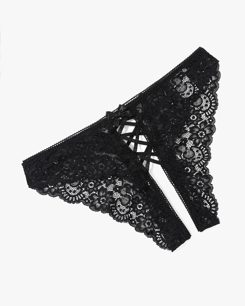 Criss Cross Lace Hipster Panty Black Lingeries-panties - Tophatter Daily Deals
