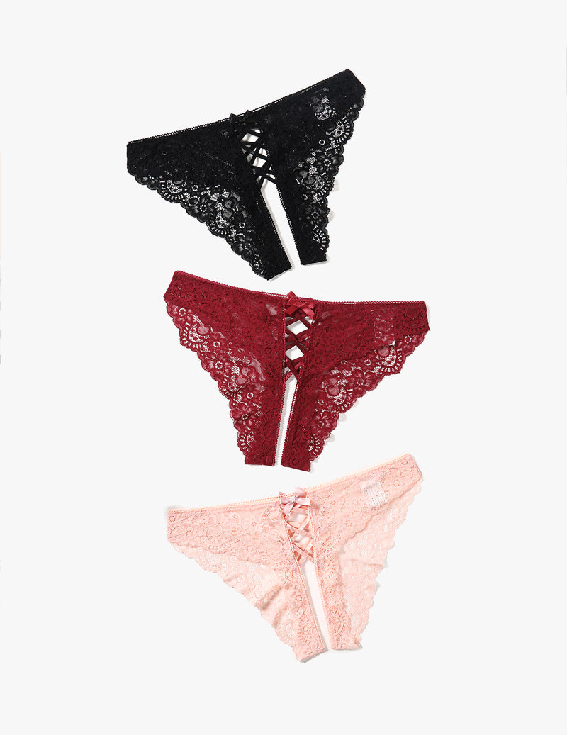 Criss Cross Lace Hipster Panty Black,burgundy,pink Lingeries-panties - Tophatter Daily Deals