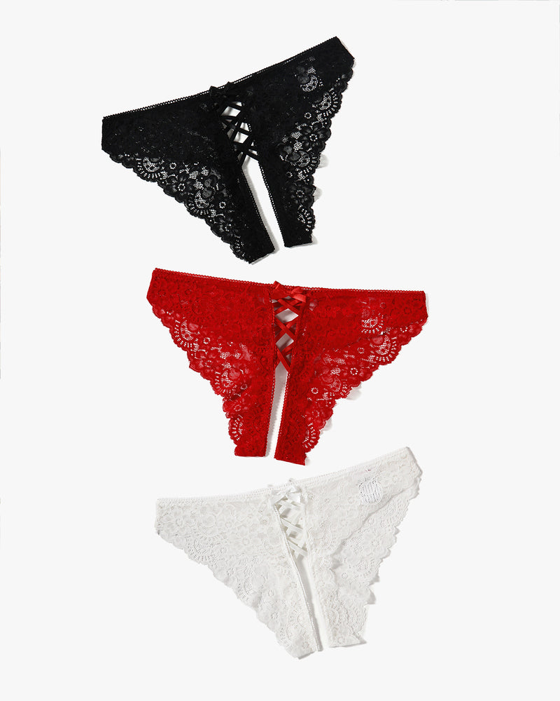 Criss Cross Lace Hipster Panty Black,red,white Lingeries-panties - Tophatter Daily Deals