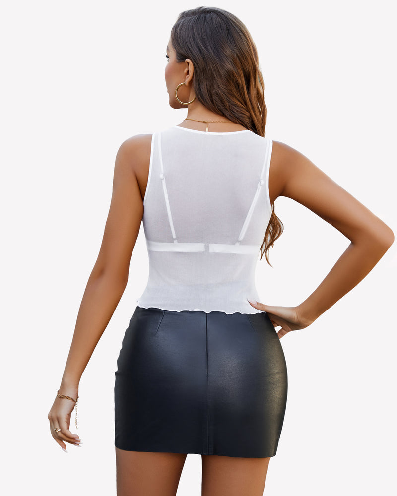 Mesh Tank Top Sheer Tops Lingerie Sets-Bras - Tophatter Daily Deals