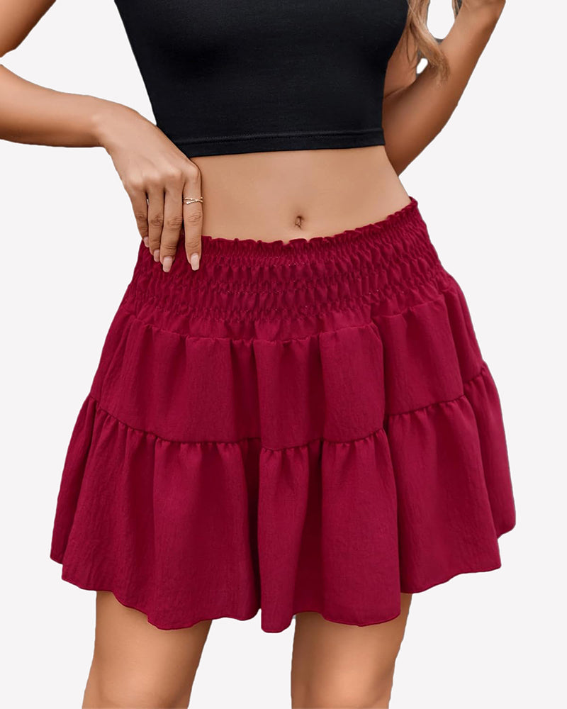 Flowy A Line Short Skirt Wine Red Lingeries-mini skirts - Tophatter Daily Deals