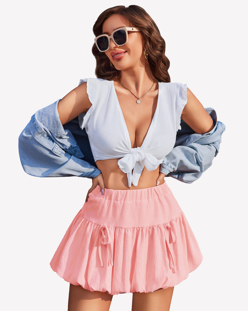 Bubble Puffy Hem A Line Skirts Light Pink Lingeries-mini skirts - Tophatter Daily Deals