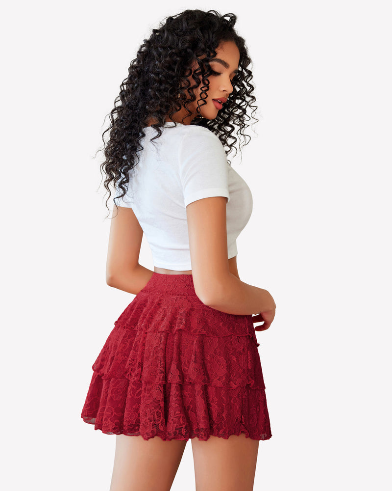 Pleated Mini Skirt Lace Ruffles Short Skirt Lingeries-mini skirts - Tophatter Daily Deals