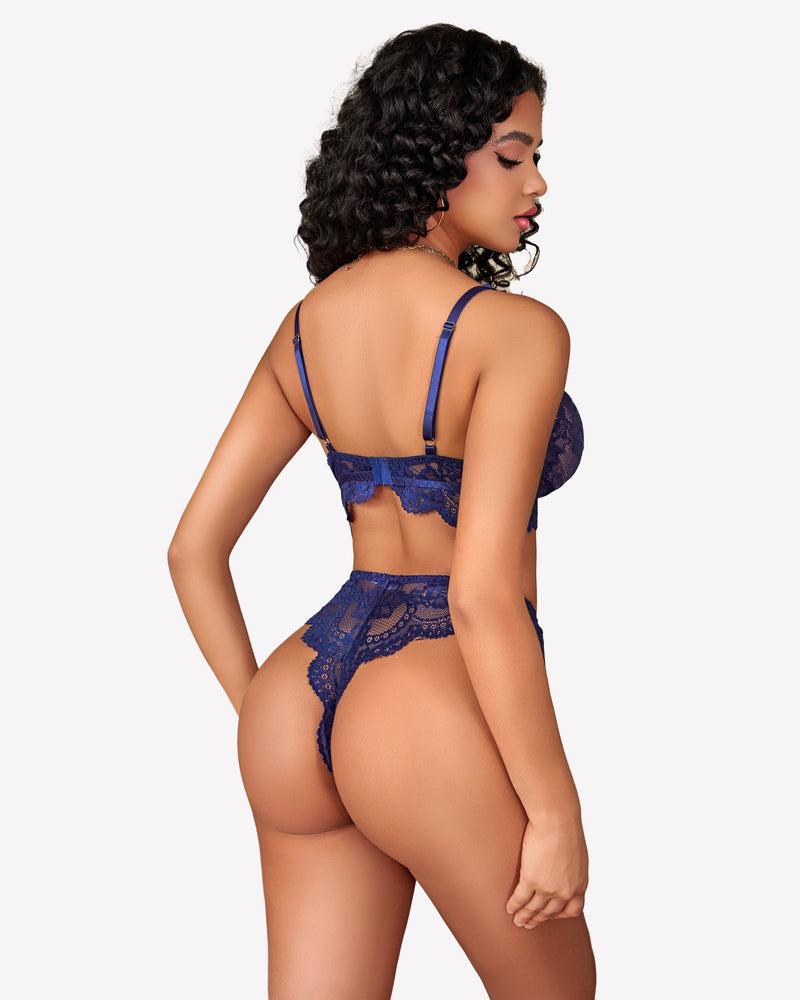 Floral Lace Bra and Panty Set Lingerie Sets-Bra Sets - Tophatter Daily Deals