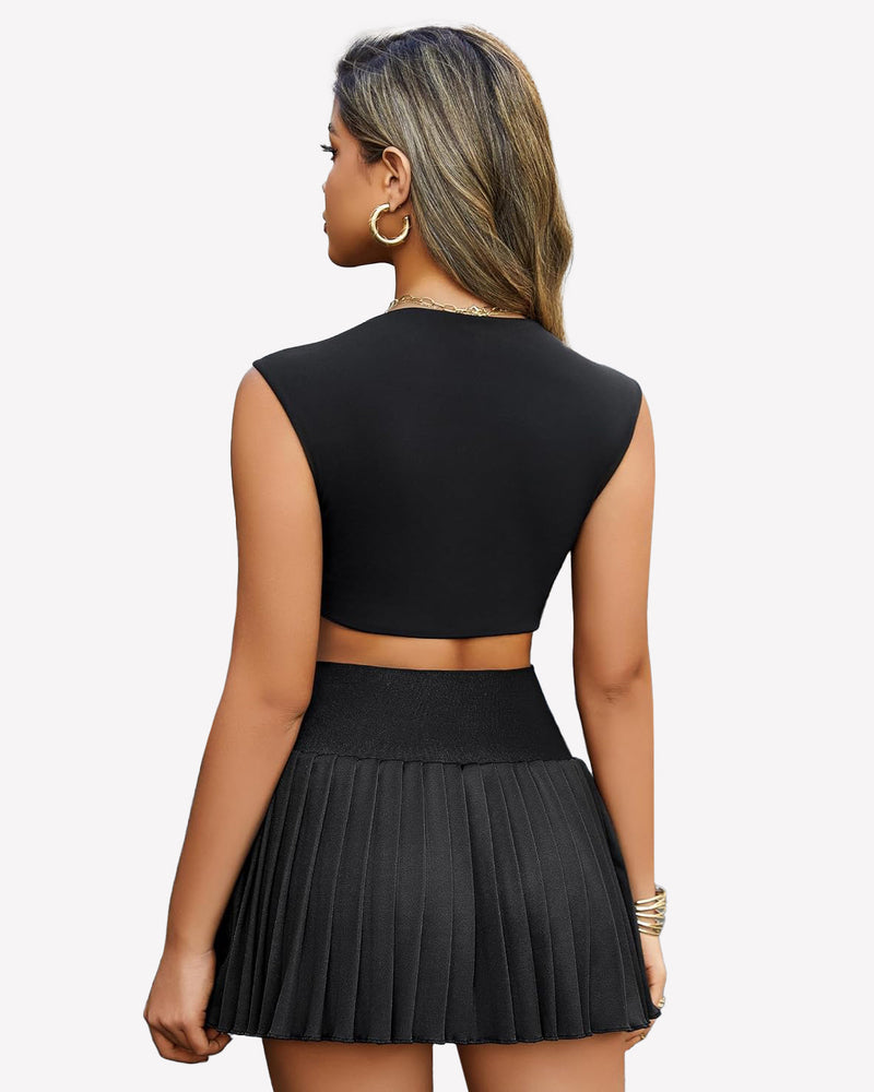 Y2k Mini Skirt High Waisted Pleated Skirt Lingeries-mini skirts - Tophatter Daily Deals