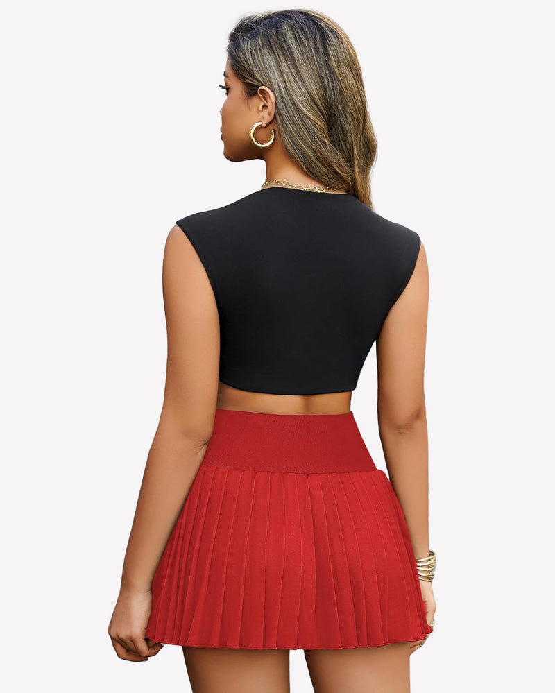 Y2k Mini Skirt High Waisted Pleated Skirt Lingeries-mini skirts - Tophatter Daily Deals