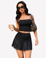 A-Line Ruched Double Layer Skirt Lingeries-mini skirts - Tophatter Daily Deals