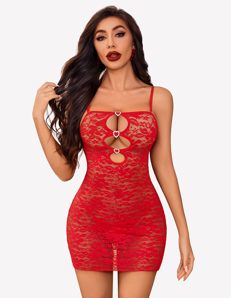 Cutout Chemise Exotic Boudoir Outfits Red Lingeries-Chemises - Tophatter Daily Deals