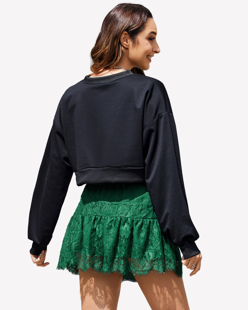 Short Skirts Y2K Lace Trim Contrast Skirt Lingeries-mini skirts - Tophatter Daily Deals