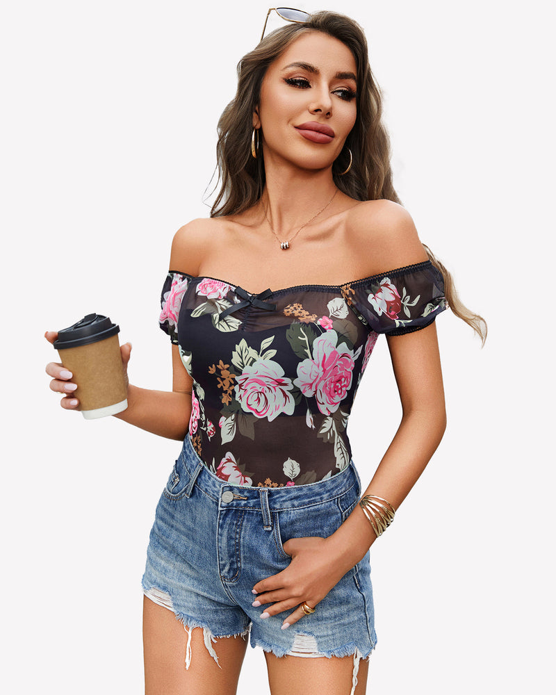 Short Sleeve Sheer Mesh Tops Lingeries-Crop tops - Tophatter Daily Deals