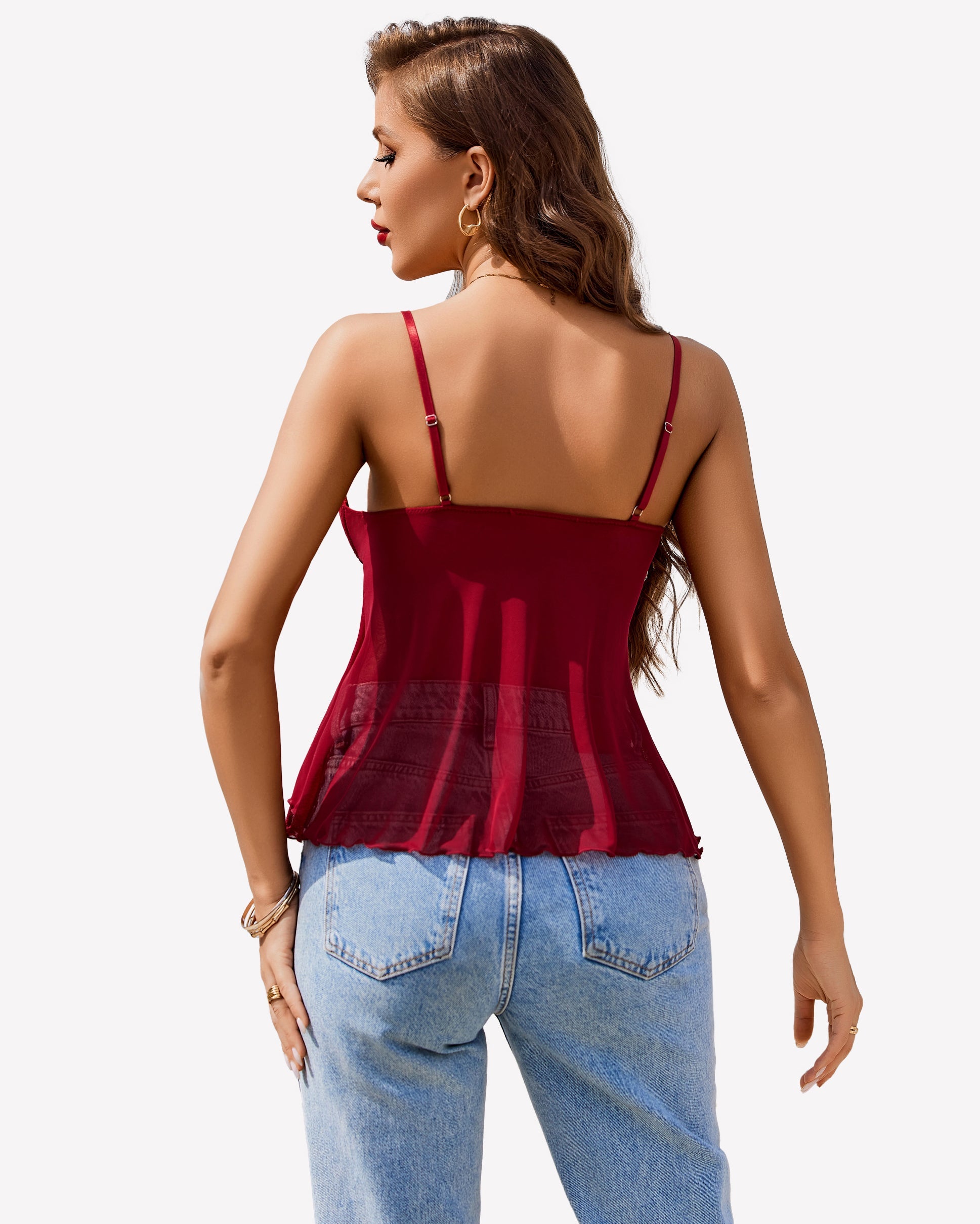 Y2k Cami Top Ruffle Flowy Tank Blouse Lingerie Sets-Bras - Tophatter Daily Deals