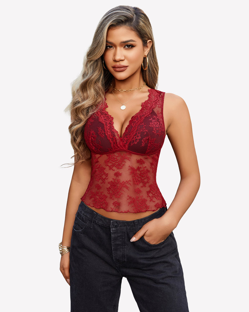 Going Out Tops Lace Tank Tops Wine Red Lingerie Sets-Bras - Tophatter Daily Deals