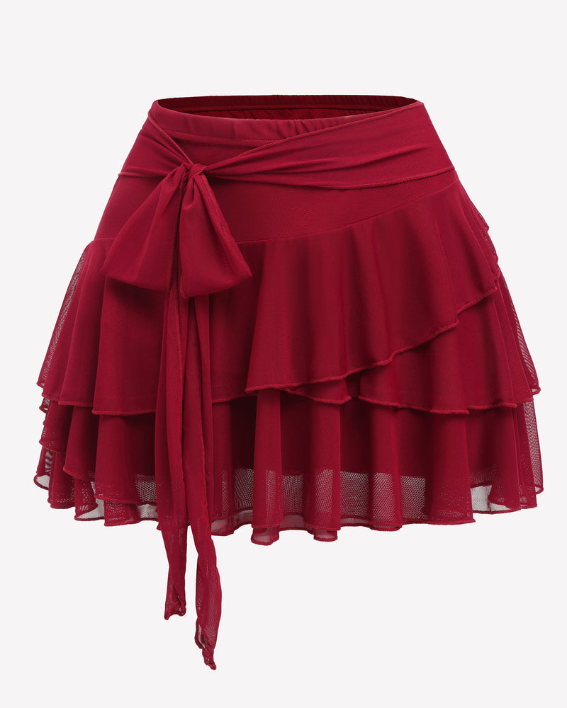 Flowy Hem Multi-Layer Ruffle Trim Skirt Lingeries-mini skirts - Tophatter Daily Deals