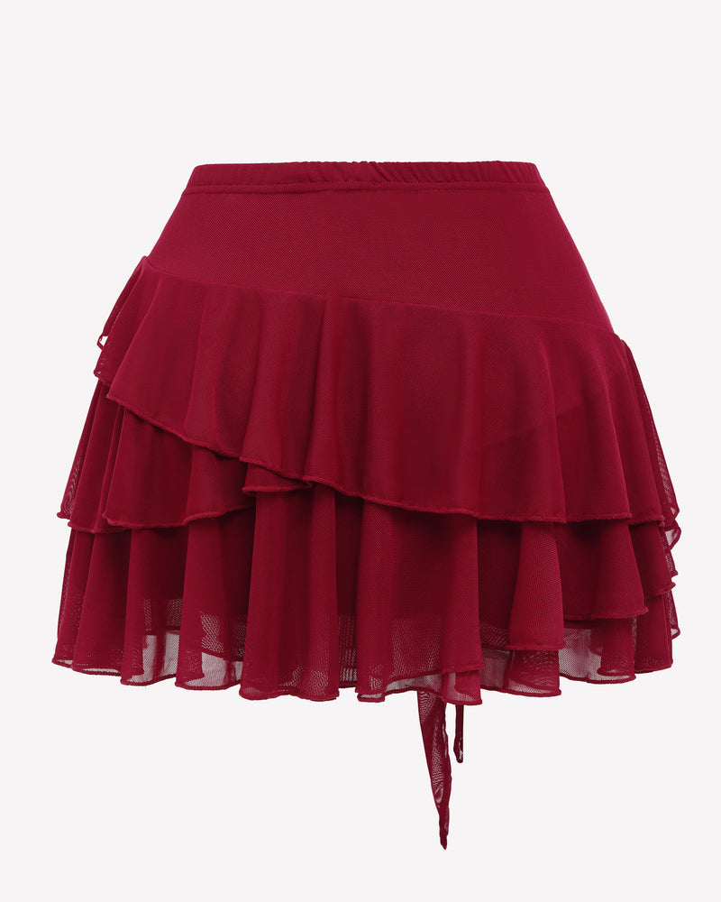 Flowy Hem Multi-Layer Ruffle Trim Skirt Lingeries-mini skirts - Tophatter Daily Deals
