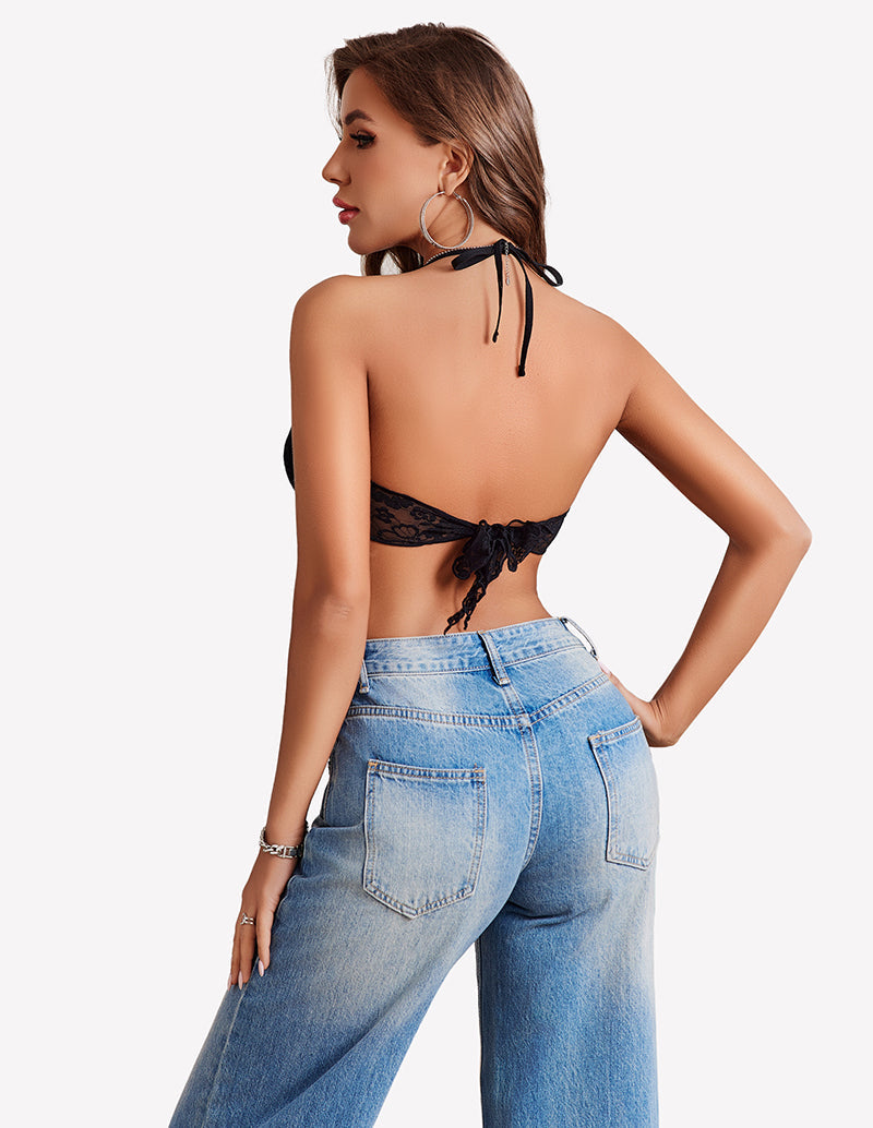 Crop Top Halter V Neck Cami Tank Lingerie Sets-Bras - Tophatter Daily Deals