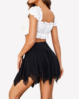 Mesh Y2K Drawstring Ruched Bow Short Skort Lingeries-mini skirts - Tophatter Daily Deals