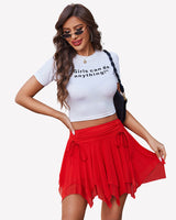 Mesh Y2K Drawstring Ruched Bow Short Skort Lingeries-mini skirts - Tophatter Daily Deals