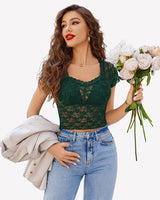 Short Sleeve See Through Shirts Green Lingeries-Crop tops - Tophatter Daily Deals