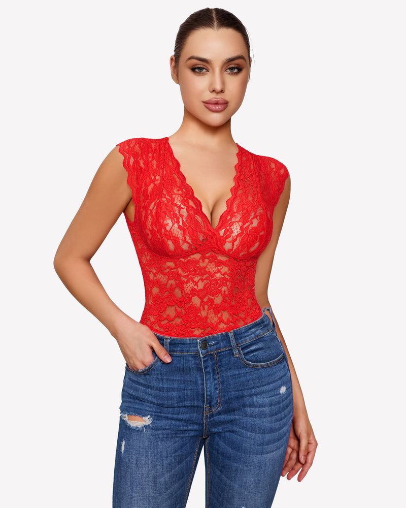 Lace Bodysuits V Neck Snap Crotch Teddy Lingeries-Bodysuits - Tophatter Daily Deals